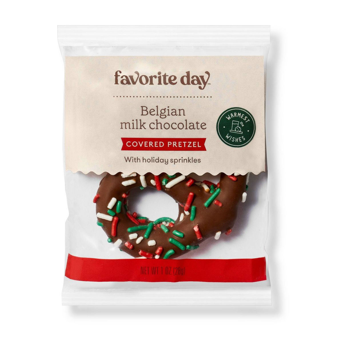 Christmas Belgian Milk Chocolate Covered Pretzel with Christmas Sprinkles - 1oz - Favorite Day™ | Target