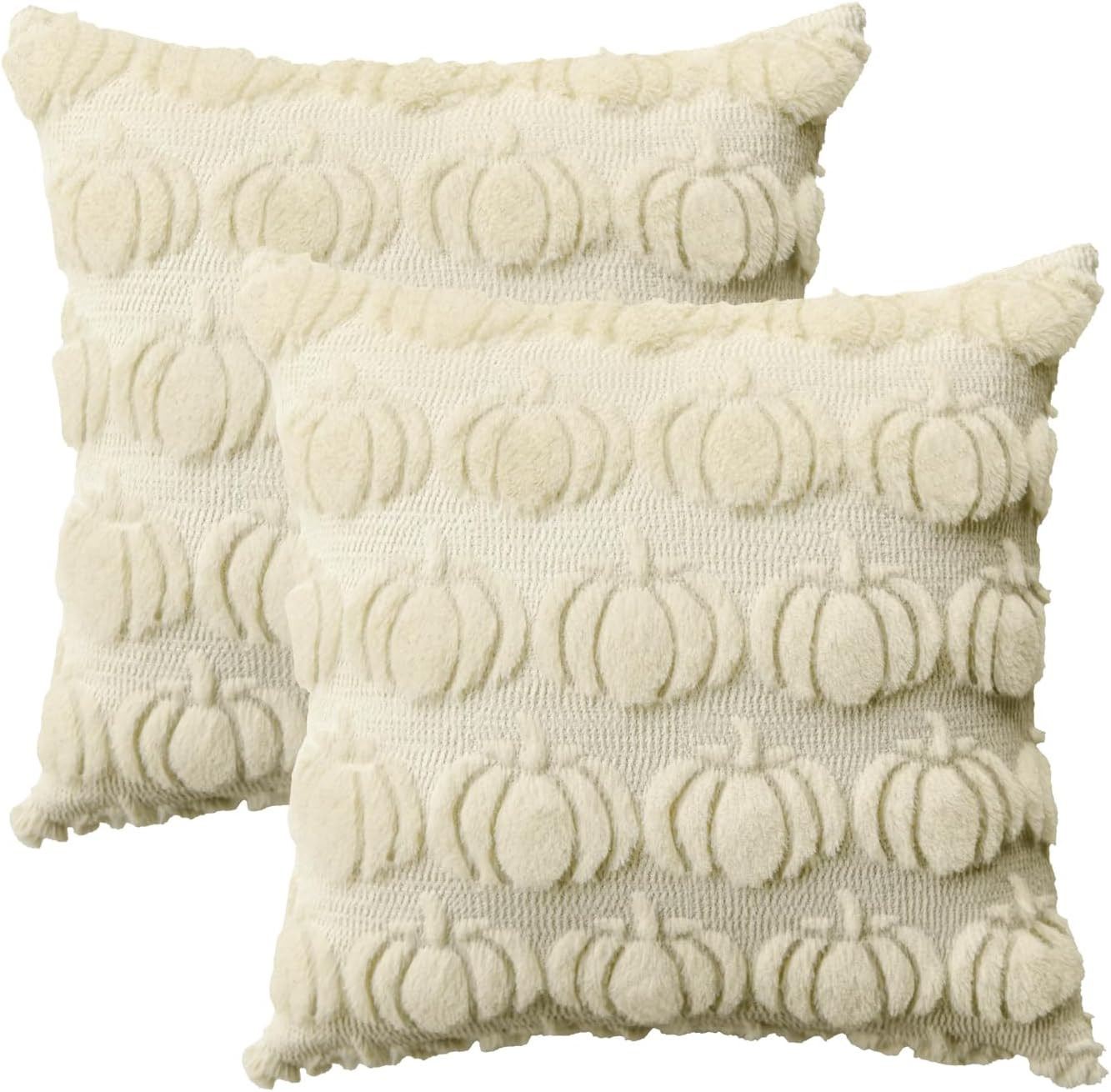 AVOIN colorlife Fall Pumpkin Beige Throw Pillow Covers, 18 x 18 Inch Seasonal Autumn Thanksgiving... | Amazon (US)