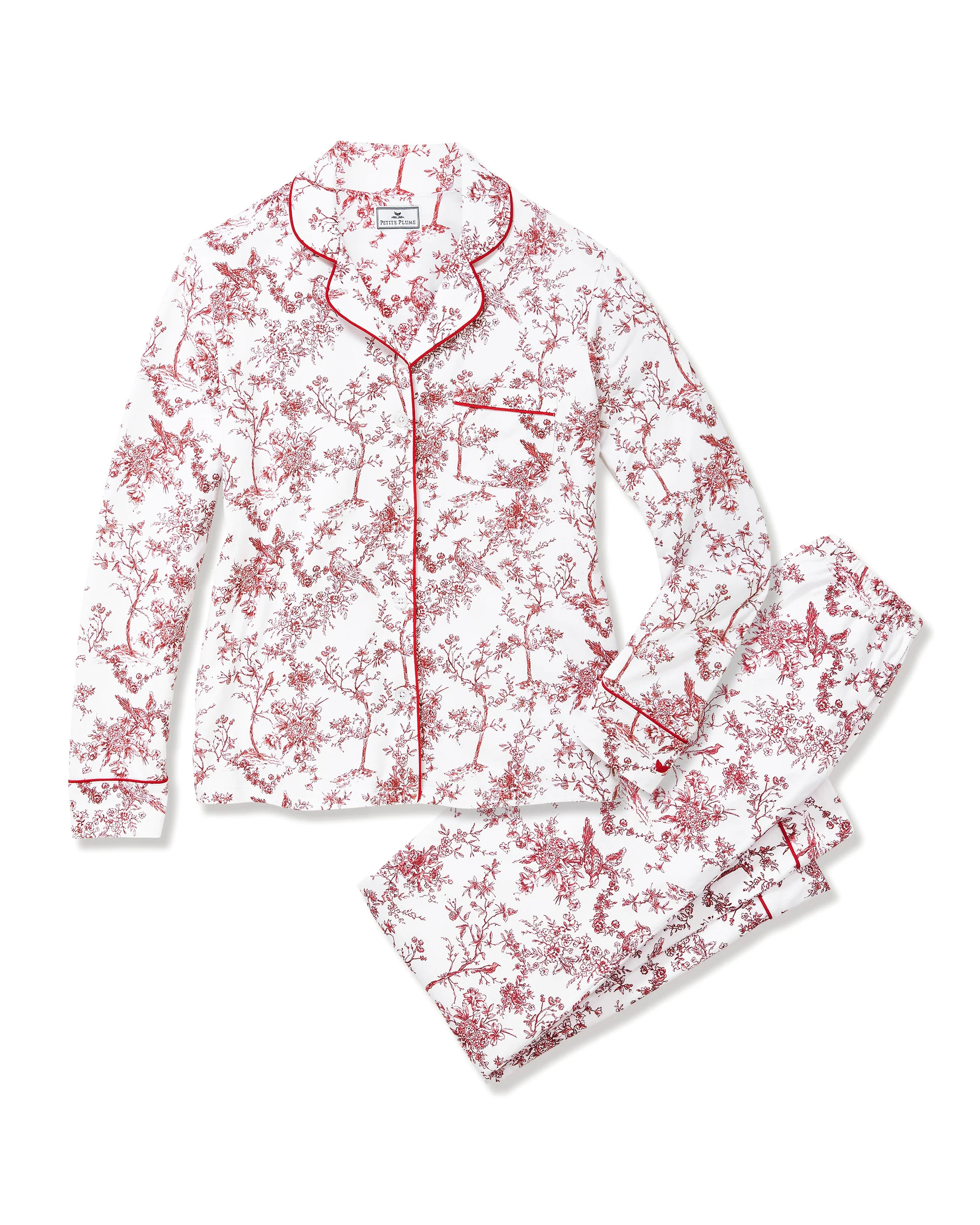 Women's Pima Pajama Set in Red Timeless Toile | Petite Plume