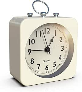 AYRELY® Battery Operated Alarm Clock with Square Metal Case,No Ticking Analog Quartz, Simple Ope... | Amazon (US)
