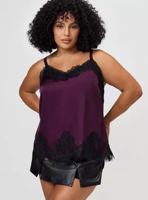 Satin Lace Trim Cami in Ivory-Cream | Torrid (US & Canada)