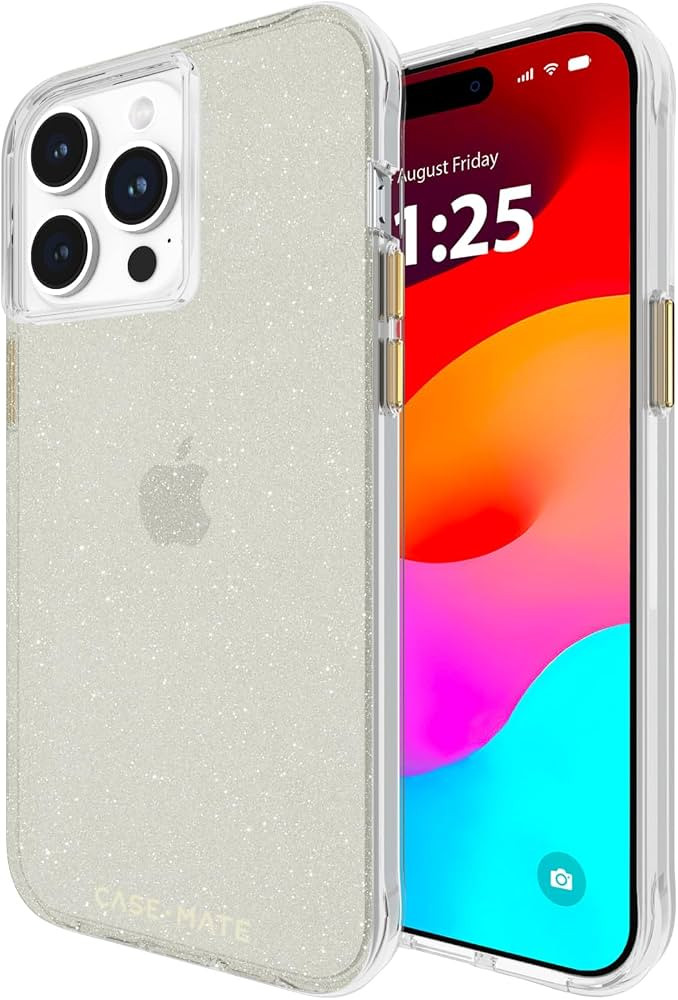 Case-Mate iPhone 15 Pro Max Case - Sheer Crystal Champagne Gold [12ft Drop Protection] [Wireless ... | Amazon (US)