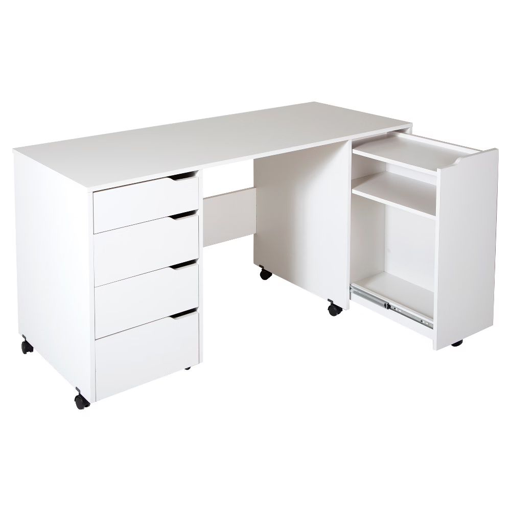 Crea Sewing Craft Table On Wheels - Pure White - South Shore | Target