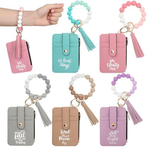 Sadnyy 5 Pcs Bracelet Wristlet Wallets Gifts Bulk Credit Card Holder Tassel Keychain Purse Inspir... | Amazon (US)