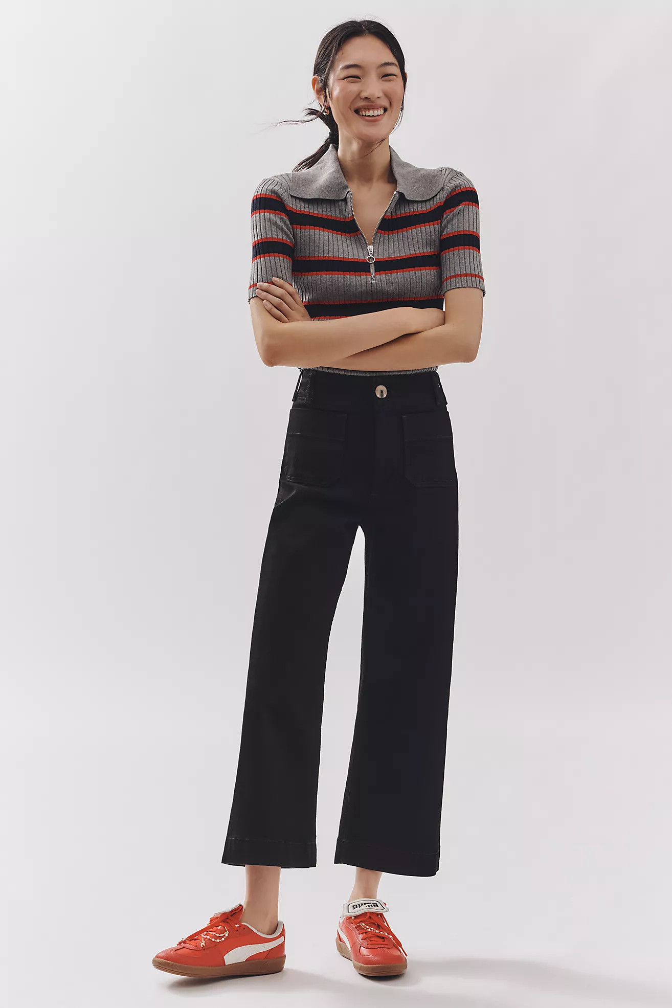 The Colette Denim Cropped Wide-Leg Jeans by Maeve | Anthropologie (US)