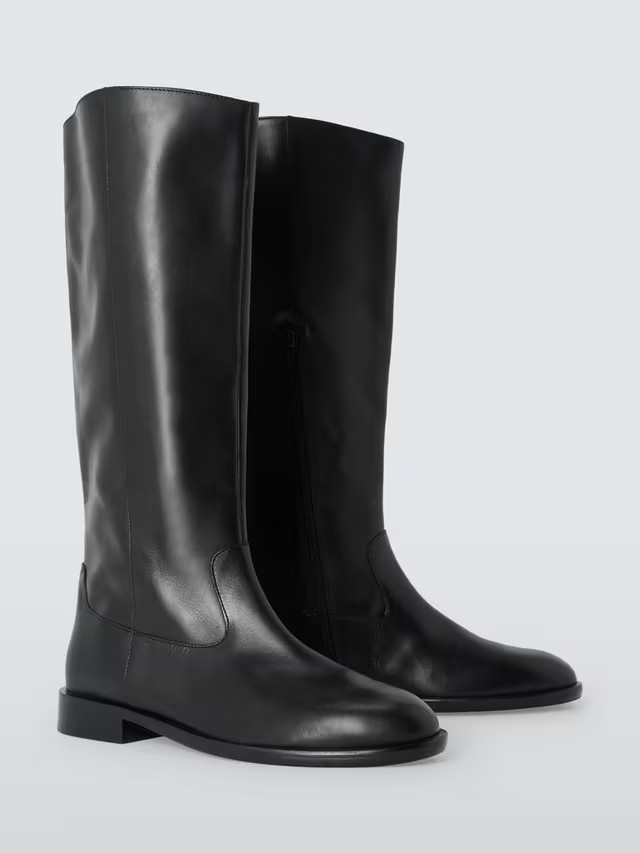 John LewisTulip Leather French Western Low Heel Knee High Boots, Black | John Lewis (UK)