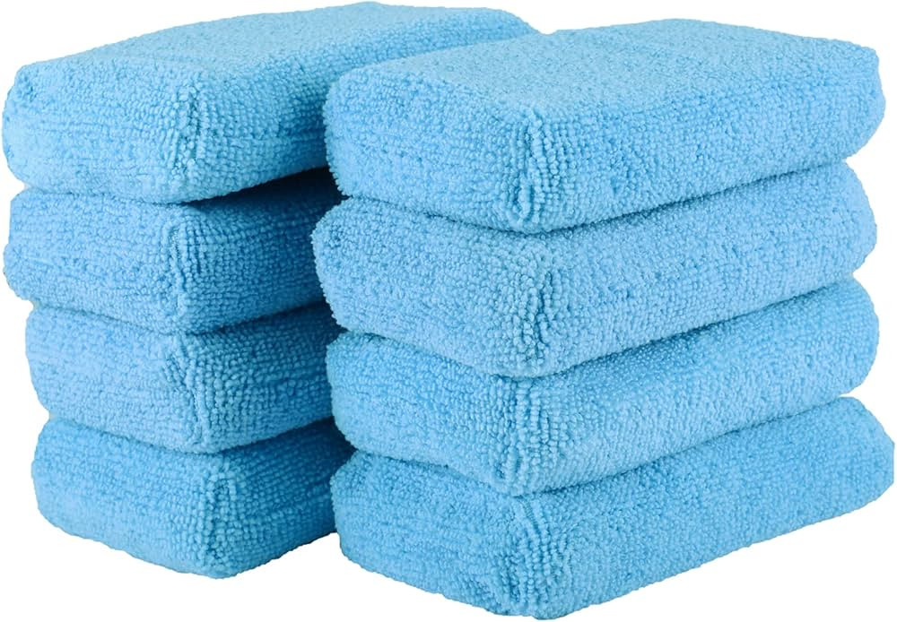 UYYE Microfiber Applicator and Cleaning Pads,Car Interior and Exterior Accessories, Blue, 8-Pack | Amazon (US)