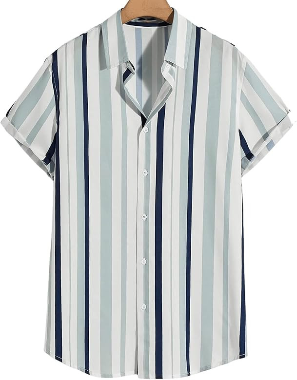 Floerns Men's Striped Shirts Casual Short Sleeve Button Down Shirts | Amazon (US)