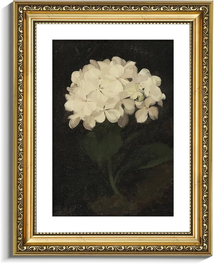 VIYYIEA Gold Framed Wall Art Canvas Print Home Decor Vintage Flower Art Aesthetic Room Decor Whit... | Amazon (CA)