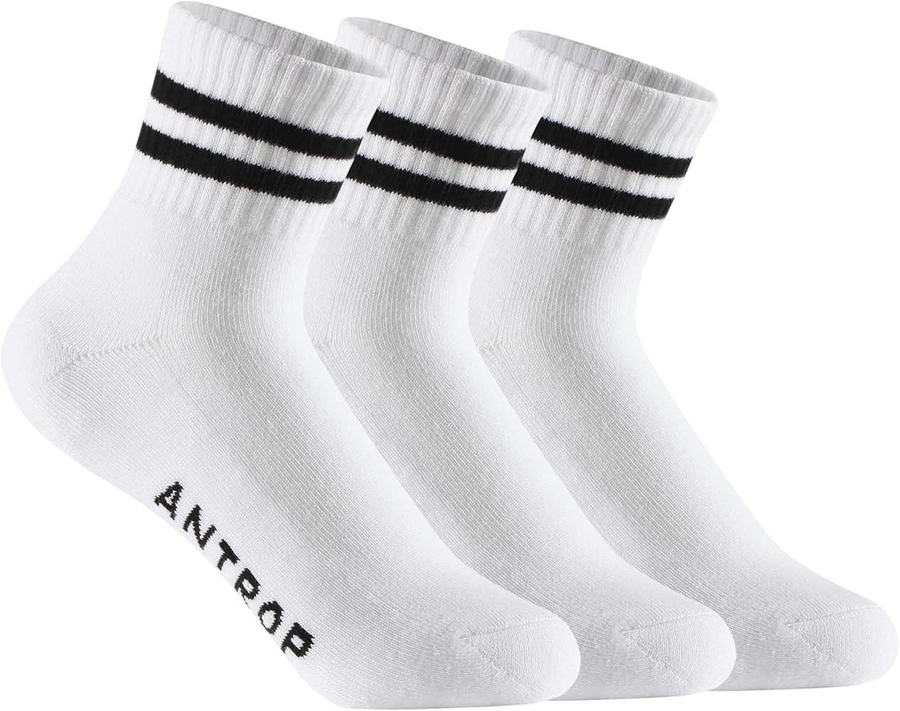 Antrop WoMen Quarter Crew Cotton Heel Tab Athletic Running Cushion Socks (3 Pairs) | Amazon (US)