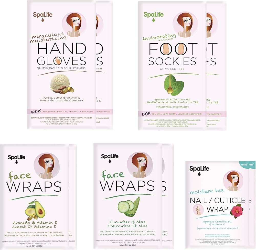 SpaLife Pink 10 Piece Spa Set for Hand, Foot, Nail, & Face - Korean Skin Care Gift Set with Trave... | Amazon (US)