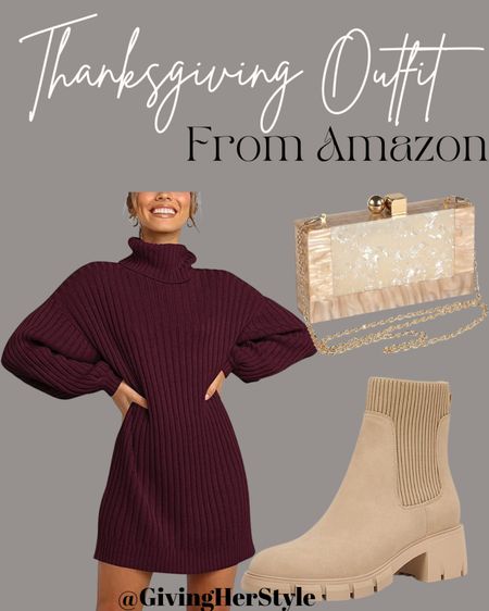 Thanksgiving outfit from Amazon! 
| Thanksgiving outfit inspo. Fall outfit inspo. Fall fashion, fall style. Amazon. Amazon prime. Amazon finds. Amazon fashion. Amazon best sellers. Best of amazon. Amazon dress. Amazon dresses. Sweater dress. Turtle neck. Long sleeve dress. Dresses. Dress. Wedding guest. Wedding guest dress. Wedding guest outfit. Fall wedding. Boots. Fall boots. Ankle boots. Chelsea boots. Howler boots. Short boots. Brown boots. Holiday outfit. Holiday fashion. Holiday style. Christmas outfits. Christmas dress. Holiday dress. Thanksgiving dinner. Date night. Fall outfit ideas. Outfit ideas. Outfit inspo. Winter fashion. Winter style. Neutral. Purse. Amazon fit. Amazon outfit. Ootd. #LTKbump #LTKunder100 #LTKunder50

#LTKwedding #LTKSeasonal #LTKHoliday