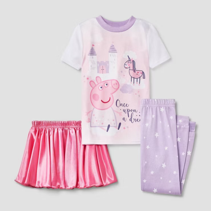 Toddler Girls' 2pc Peppa Pig Once Upon a Dream Snug Fit Pajama Set with Satin Tutu - Purple | Target