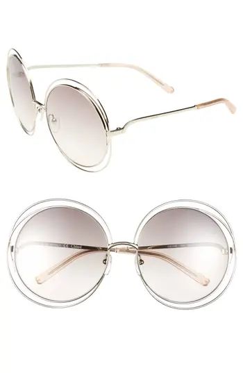 Women's Chloe 62Mm Oversize Sunglasses - Gold/ Transparent Peach | Nordstrom