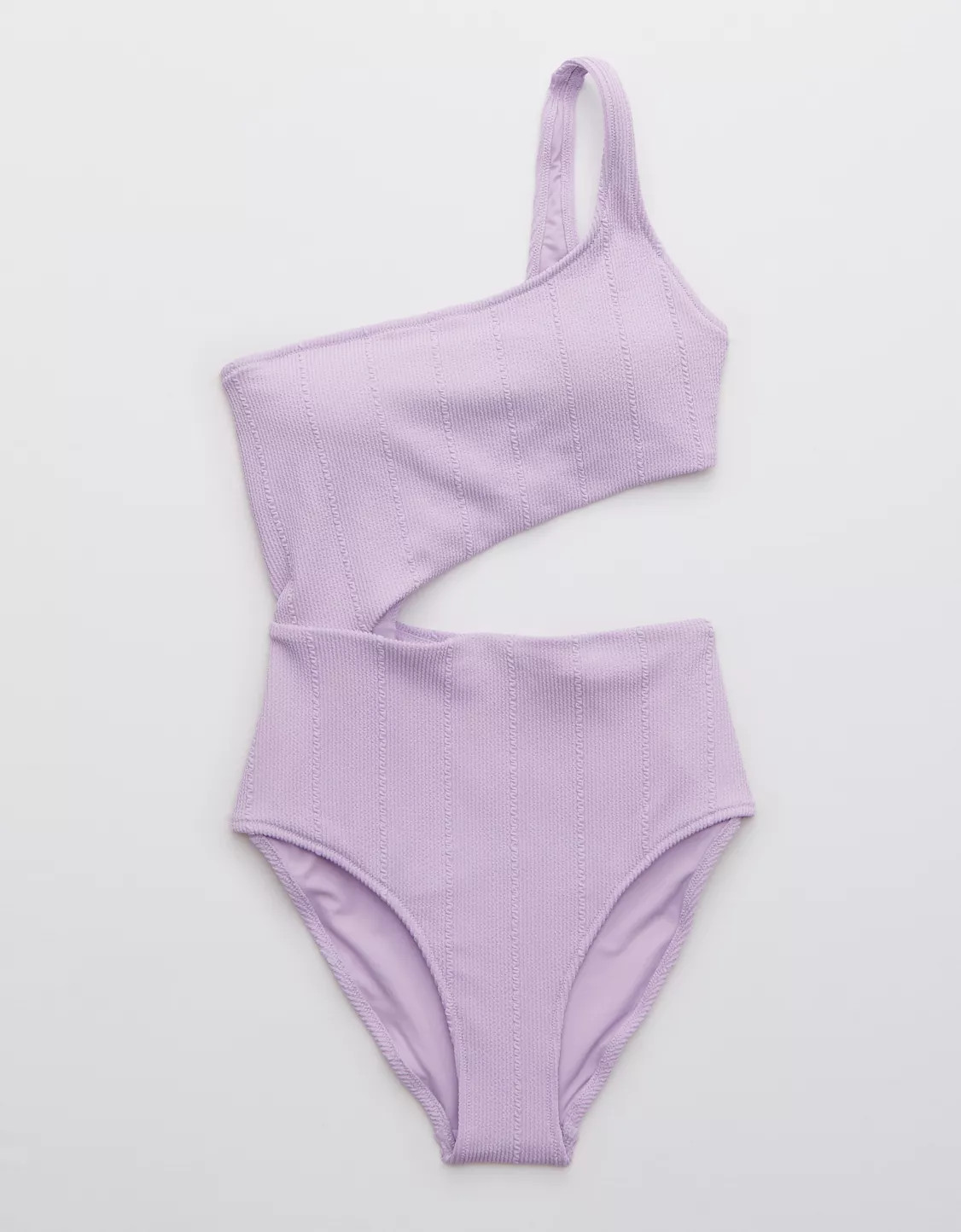 Aerie Crinkle Asymmetrical Cut Out One Piece Swimsuit | American Eagle Outfitters (US & CA)