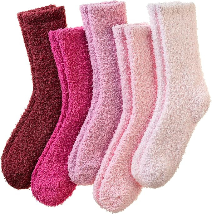 Womens Fuzzy Socks Warm Fluffy Winter Cozy Thick Plush Microfiber Slipper Soft Home Sleeping Sock... | Amazon (US)