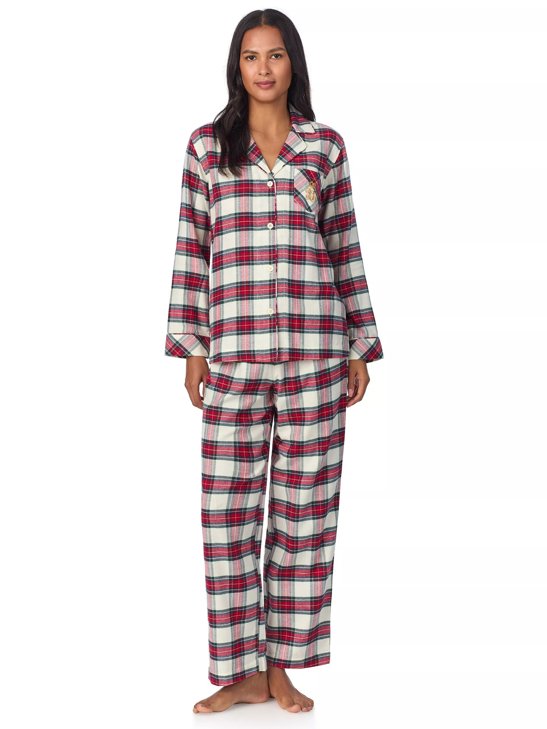 Ralph LaurenLauren Ralph Lauren Brushed Twill Pyjama Set, Cream/Multi | John Lewis (UK)