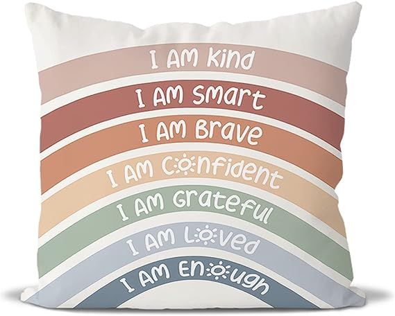 Inspirational Quote I Am Kind Smart Grave Confidence Grateful Loved Enough Throw Pillow Covers,Ho... | Amazon (US)