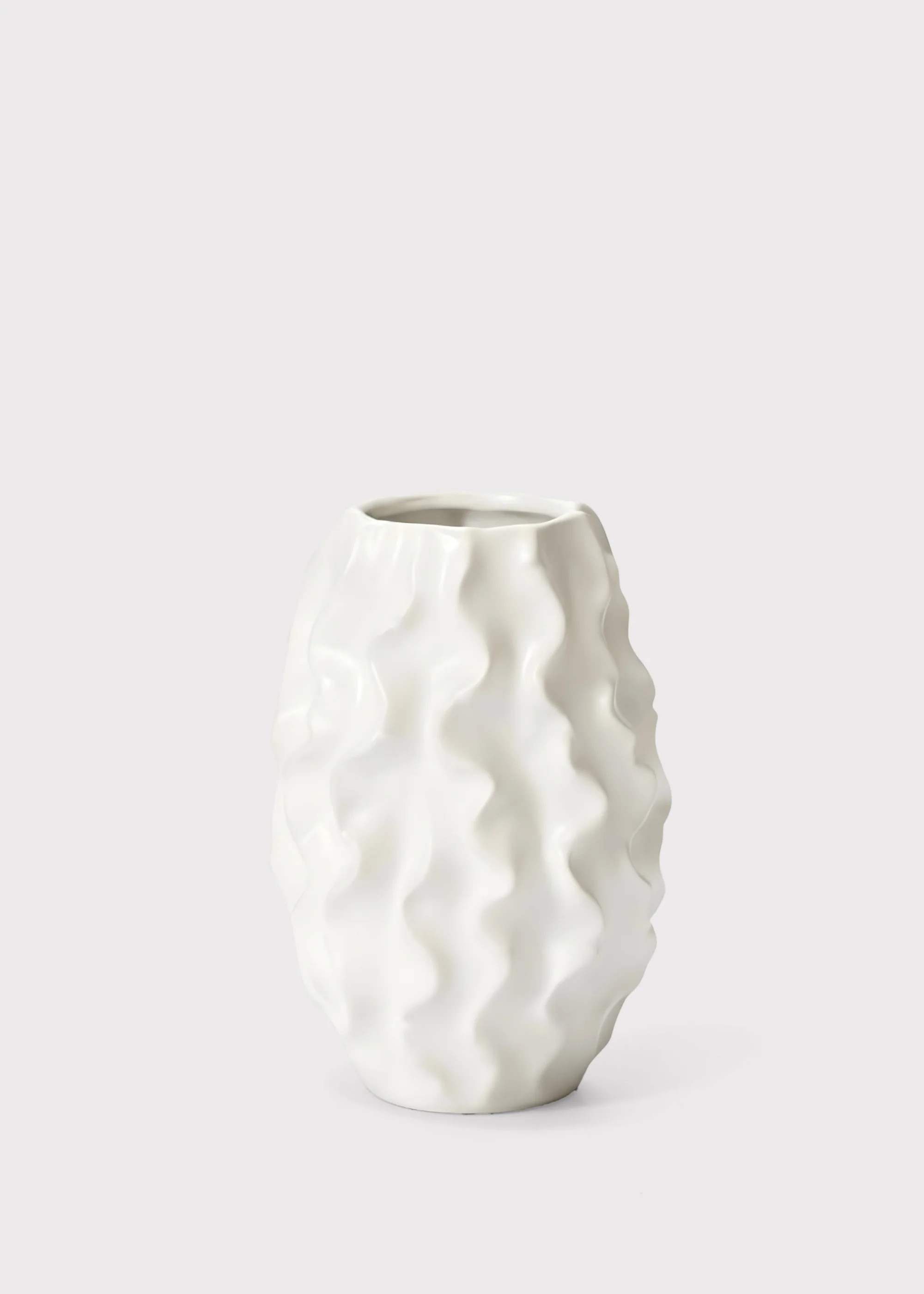 Matte White Ceramic Ruffle Vase - 8" | Afloral
