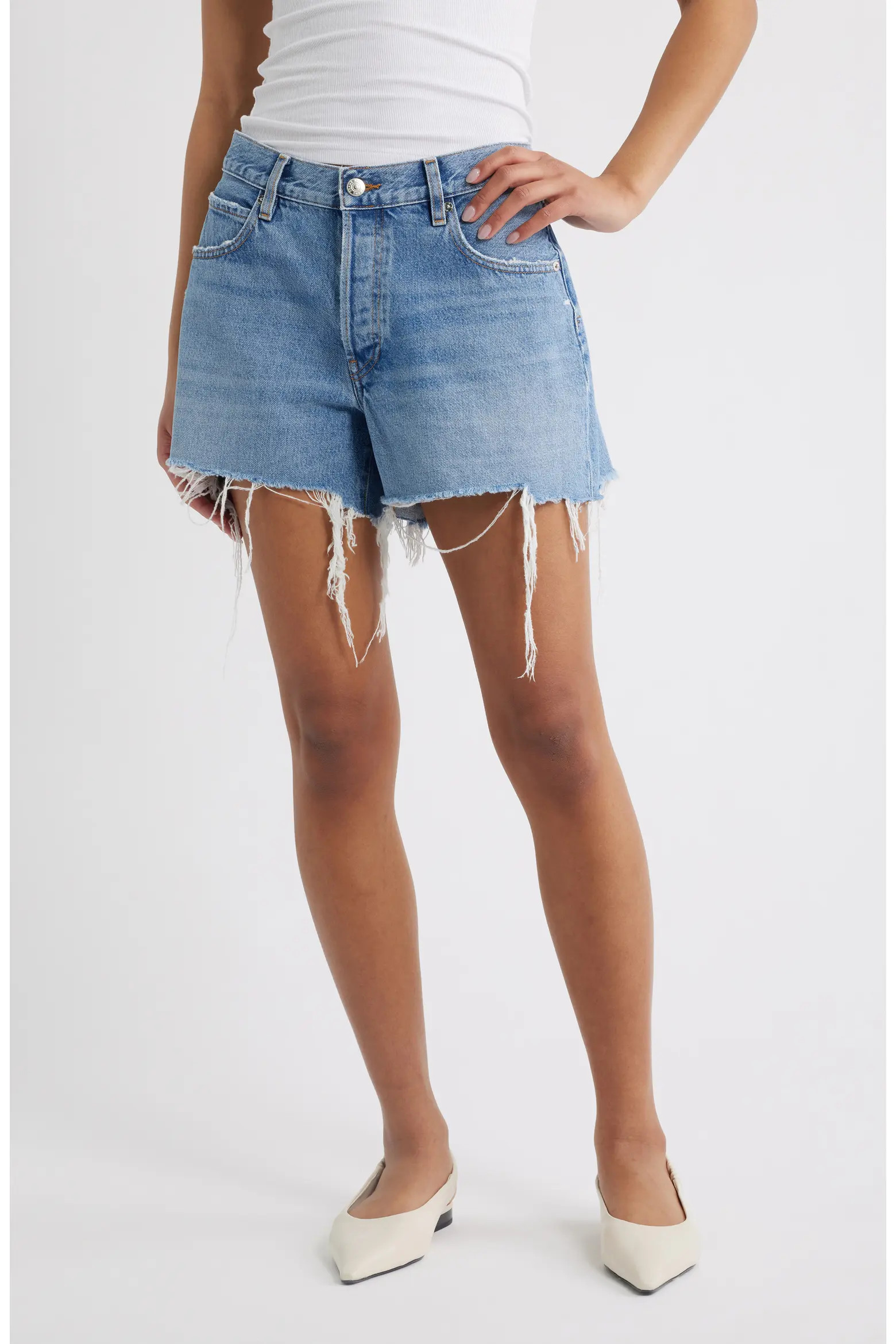 The Long Hang High Waist Denim Cutoff Shorts (Women) | Nordstrom | Nordstrom