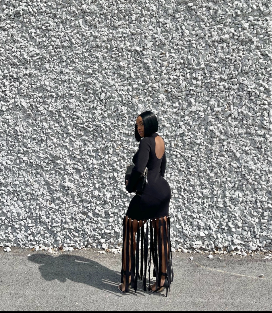 Black Fringe Dress, Simon Miller, black fringe dress, black and silver dress, fringe maxi dress 