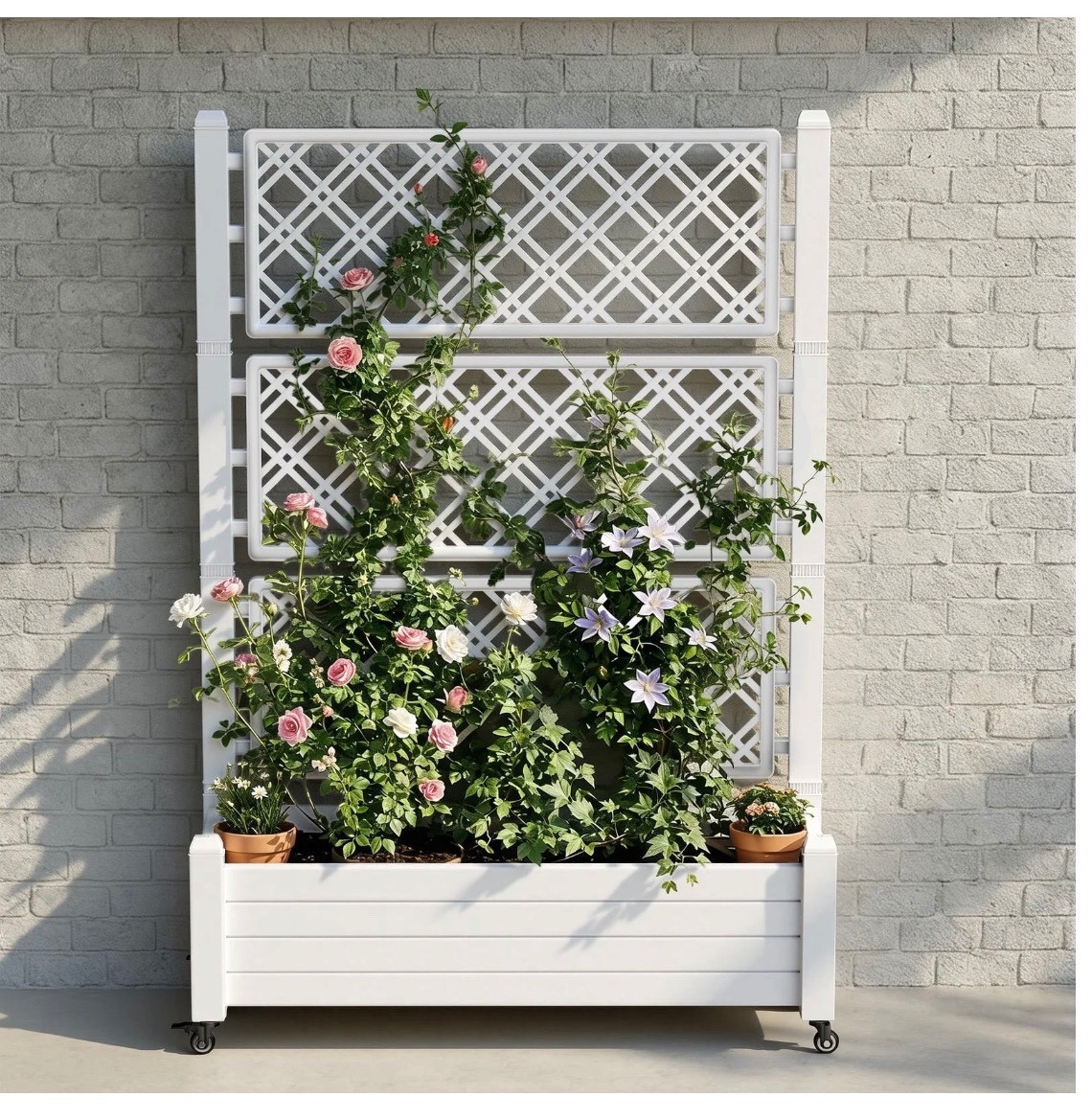 Raised Garden Bed with Trellis, Large Outdoor Planter Trellis Box with Drainage Holes and Wheels for Climbing Plants.

#LTKSaleAlert #LTKSeasonal #LTKHome