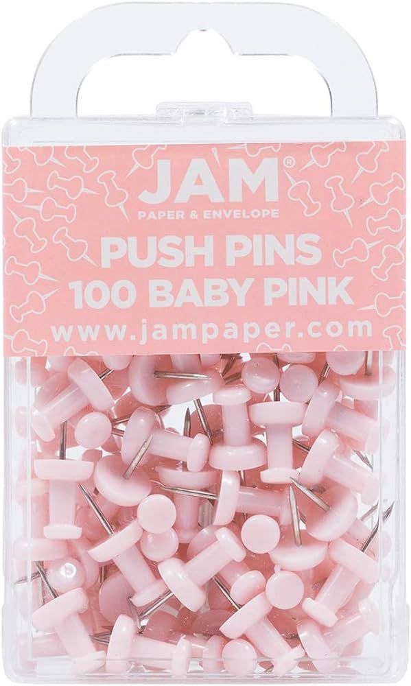 JAM PAPER Colorful Push Pins - Baby Pink Pastel Pushpins - 100/Pack | Amazon (US)