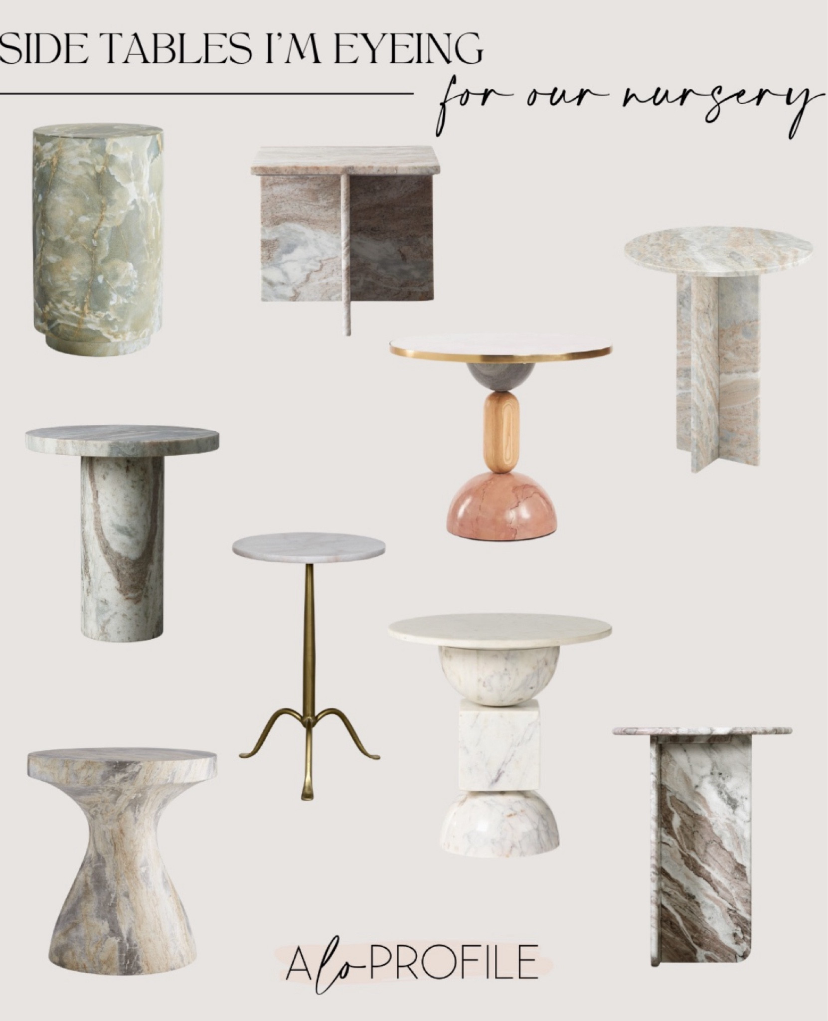In my marble accent era 🤍 these are side tables I’ve been eyeing for the nursery. Which is your fav?

/ nursery decor, baby blanket, table lamp, home decor, nursery ideas, neutral home decor, modern home decor 
#LTKHome #LTKStyleTip

#LTKStyleTip #LTKHome