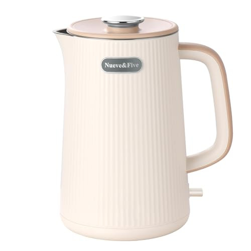 Nueve&Five 1.7L Electric Kettle,Double Wall Electric Tea Kettle,Auto Shut Off,1200W Hot Water Kettle Electric of 304 Stainless Steel-Cream White | Amazon (US)
