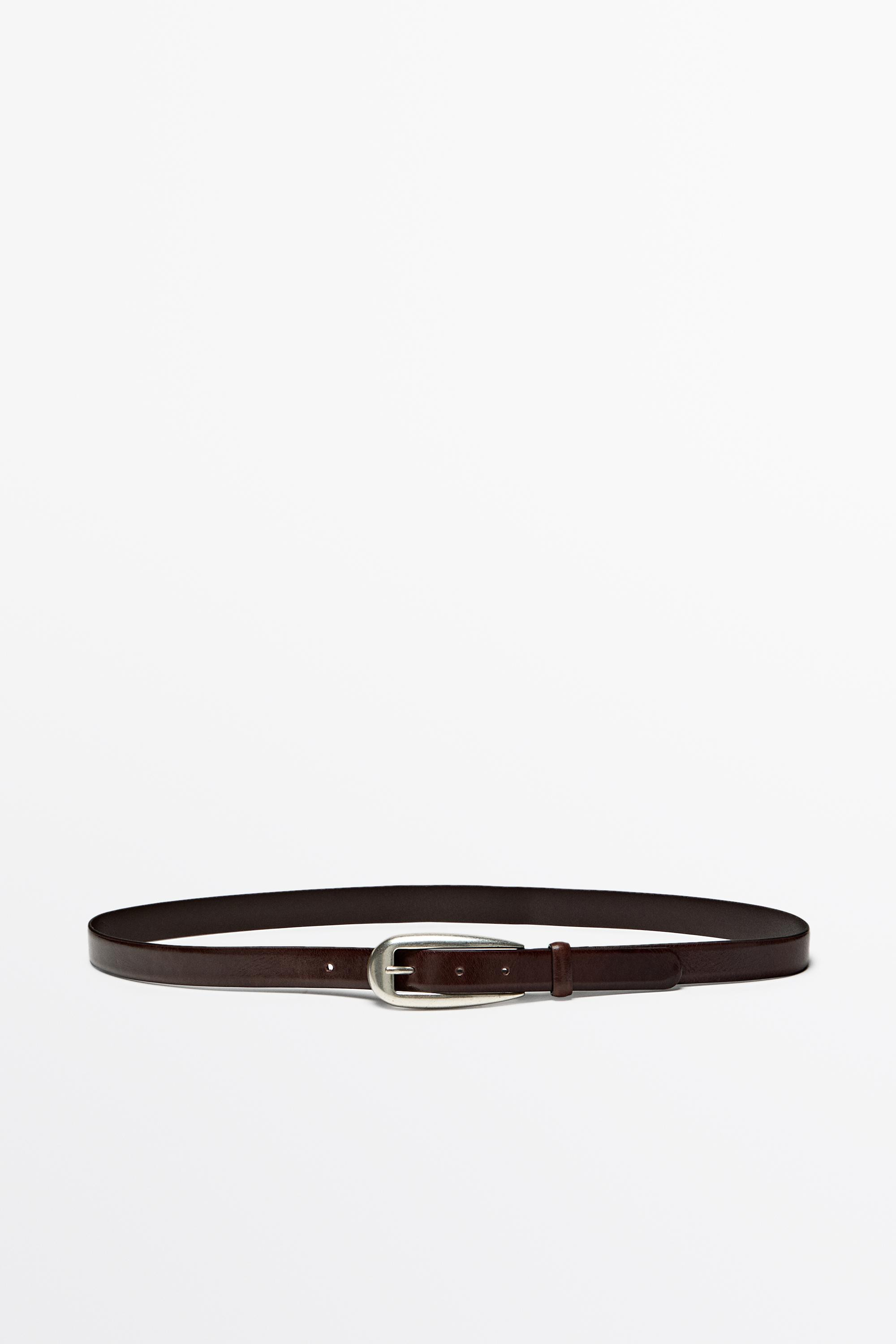 Nappa leather belt with rounded buckle | Massimo Dutti UK
