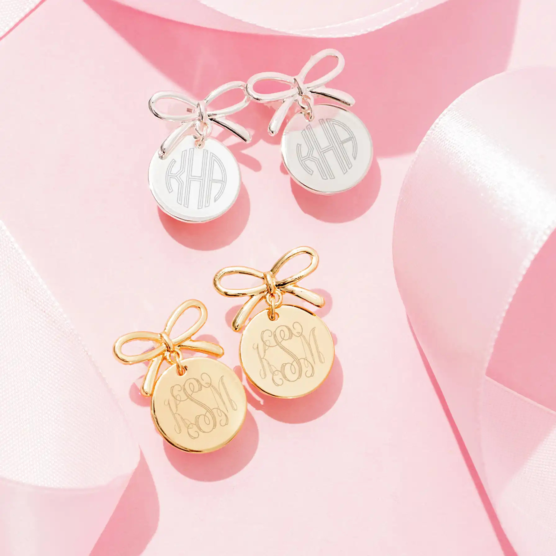 Monogrammed Bow Dangle Earrings | Marleylilly