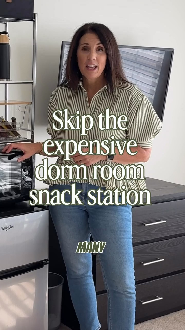 Create a snack station without wasting valuable dorm space. This over-the-fridge kitchen shelf adds room for snacks, coffee supplies, paper products, and small appliances, turning an unused corner into an organized mini kitchen. One of our favorite dorm storage solutions. Dorm kitchen shelf, dorm snack station, over fridge storage, dorm organization, college dorm essentials, small space storage.

#LTKU #LTKHome
