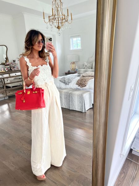 Wearing XS IN TOP and a small in the pants! Floral top, birkin bag, Hermes bag, linen pants, women’s trousers, spring outfit, summer outfit, Emily Ann Gemma 

#LTKStyleTip