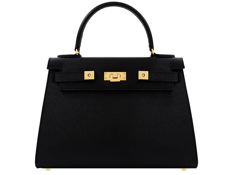 Maya Large Dolomite Pebble Print Calf Leather Handbag - Black | Lalage Beaumont