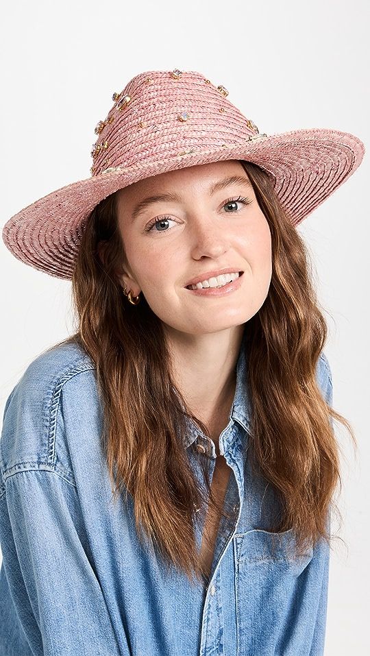 Lele Sadoughi Ombre Crystal Embellished Straw Hat | SHOPBOP | Shopbop