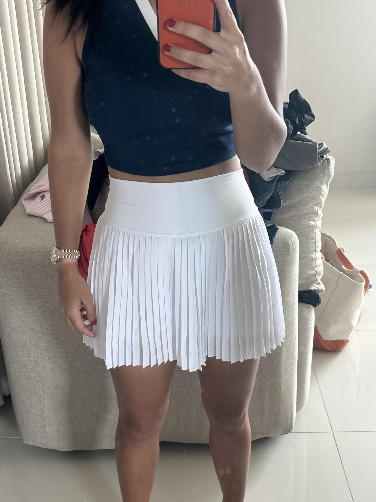 SANTINY Pleated Tennis Skirt for Women with Pockets Shorts Women's High Waisted Lightweight Athle... | Amazon (US)
