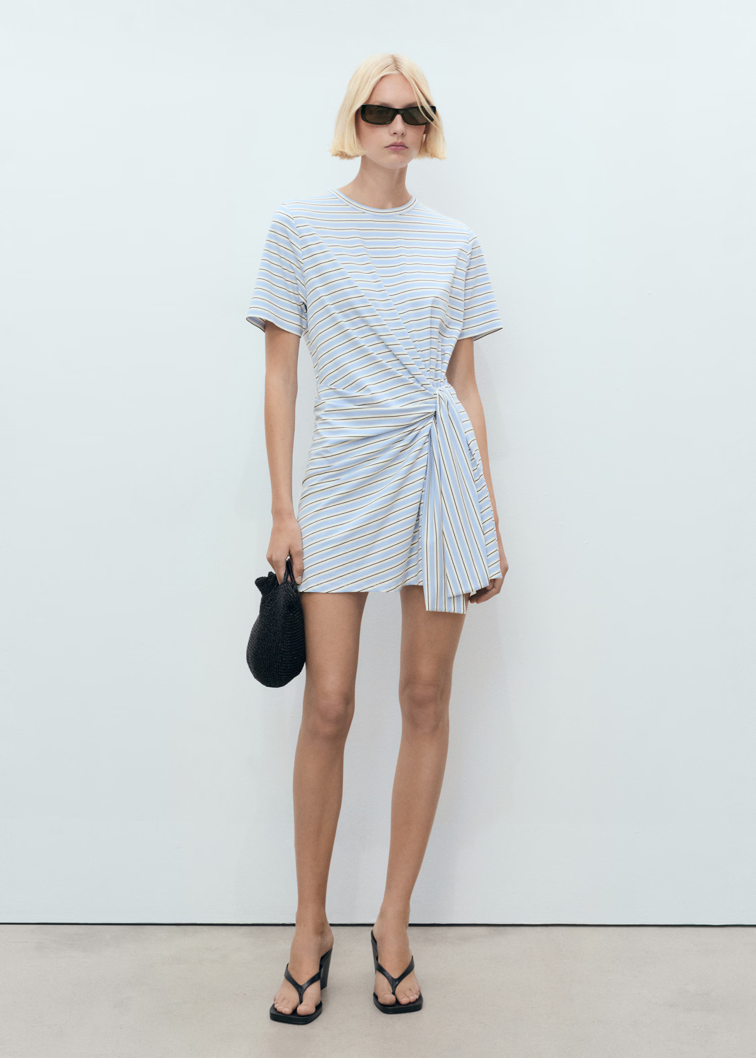 Short striped dress with knot - Women | MANGO USA | Mango (US/MX/AU)