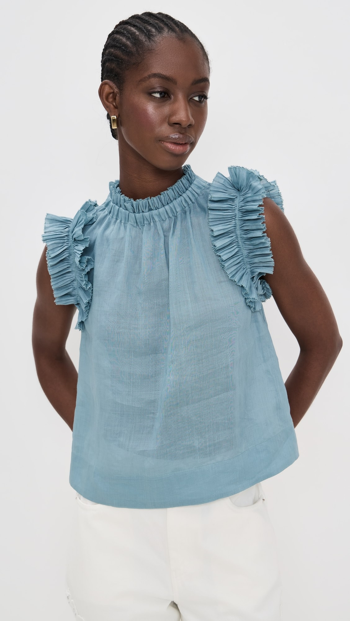 Anise Solid Flutter Sleeve Top | Shopbop