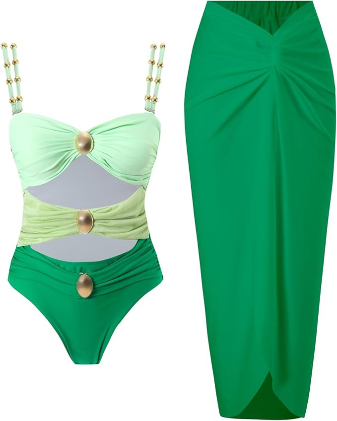 Women One Piece Swimsuit Cover Up Beach Wrap Skirt Retro Bikini Set Two Piece Swimsuit Cover Up | Amazon (DE)
