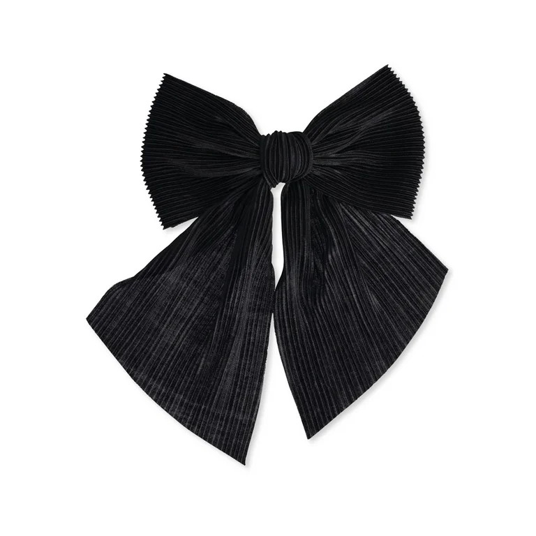 Time and Tru Women's Pleated Bow Barrette Black | Walmart (US)