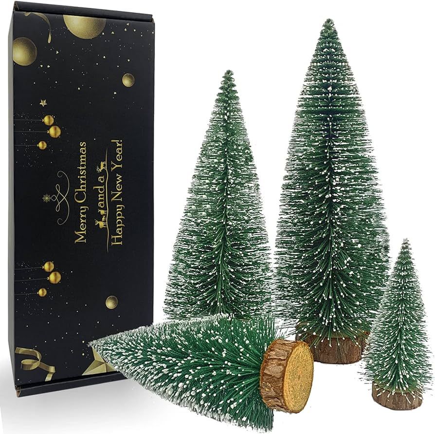 Desktop Miniature Christmas Trees Mini Pine Tree with Snow and Wood Base for Xmas Holiday Party H... | Amazon (US)
