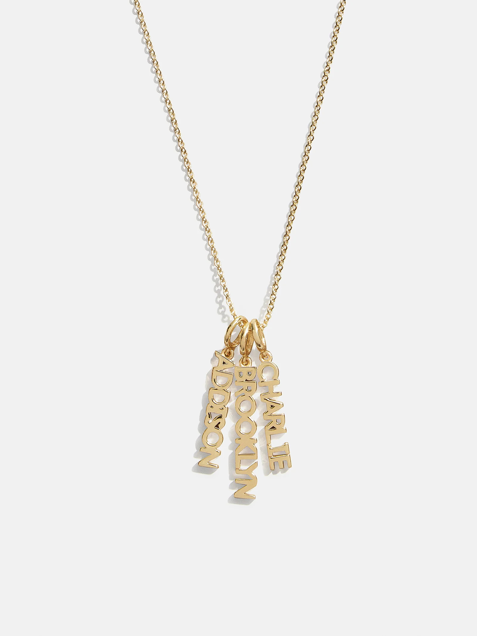 Mini Gold Block Cluster Custom Nameplate Necklace - 3 Names | BaubleBar