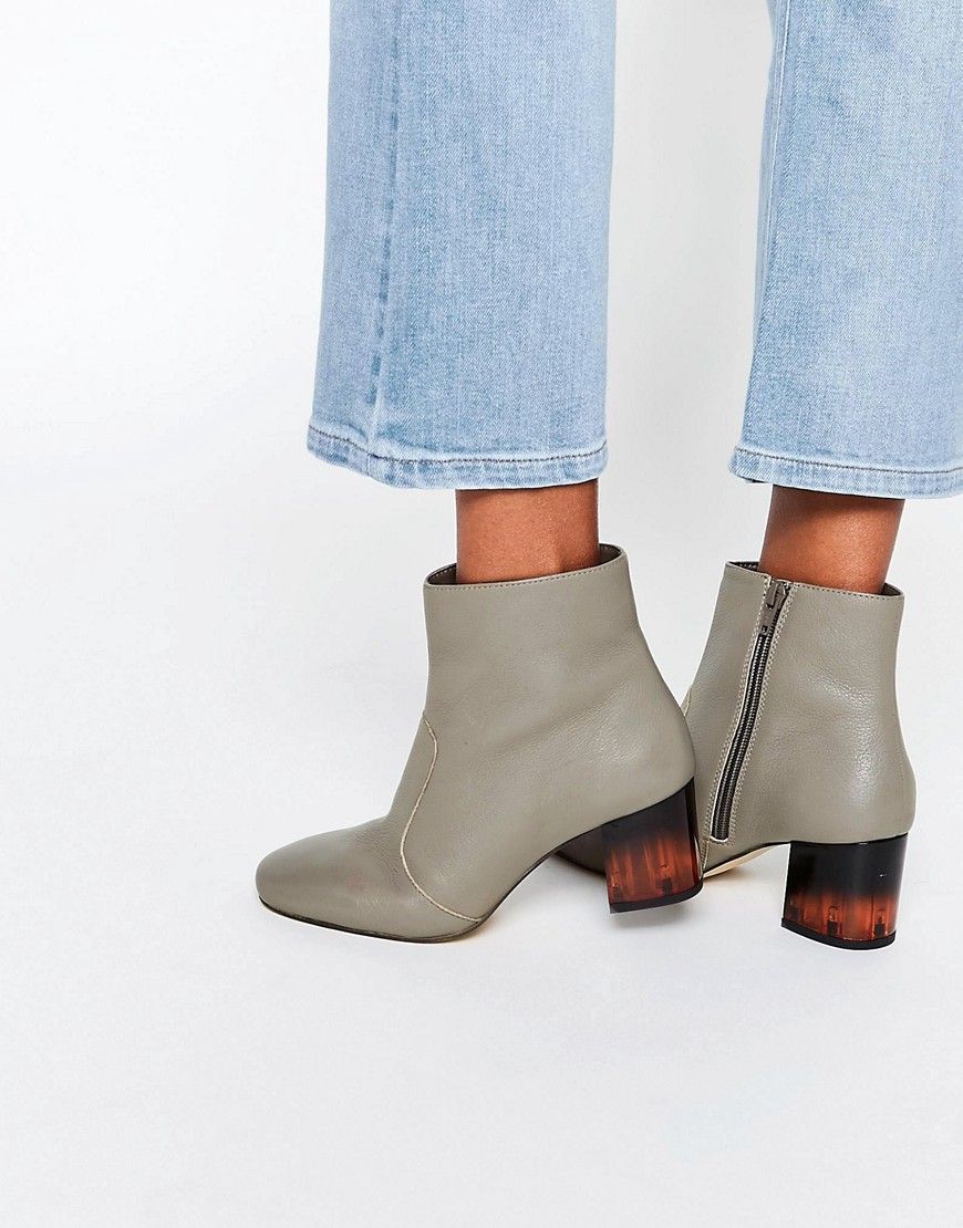 ASOS REA Leather Heeled Ankle Boots | ASOS UK