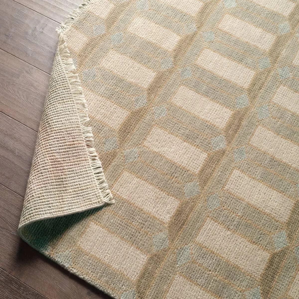 Hand Knotted Wool Rug, Modern Geometric Area Rug, Neutral Beige Carpet for Living Room, Minimalist Grid Pattern Floor Rug | Etsy (Global)