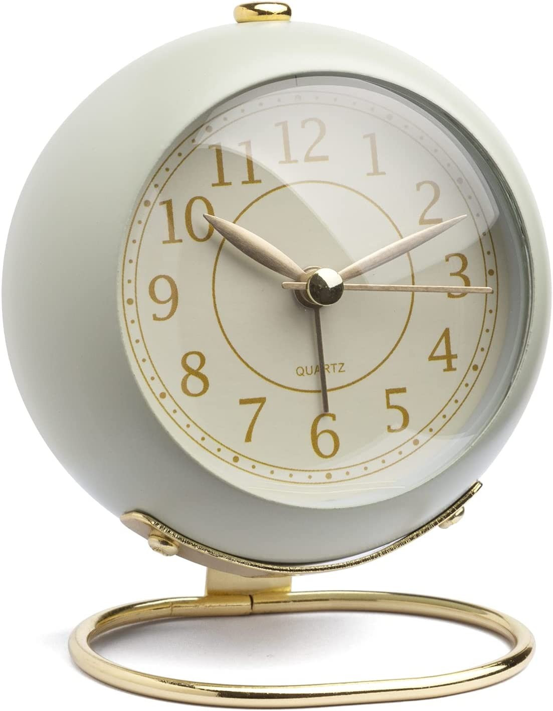 Amazon.com: Small Desk Clock for Table, Non Ticking Retro Analog Vintage Alarm Clock, Modern Gold... | Amazon (US)