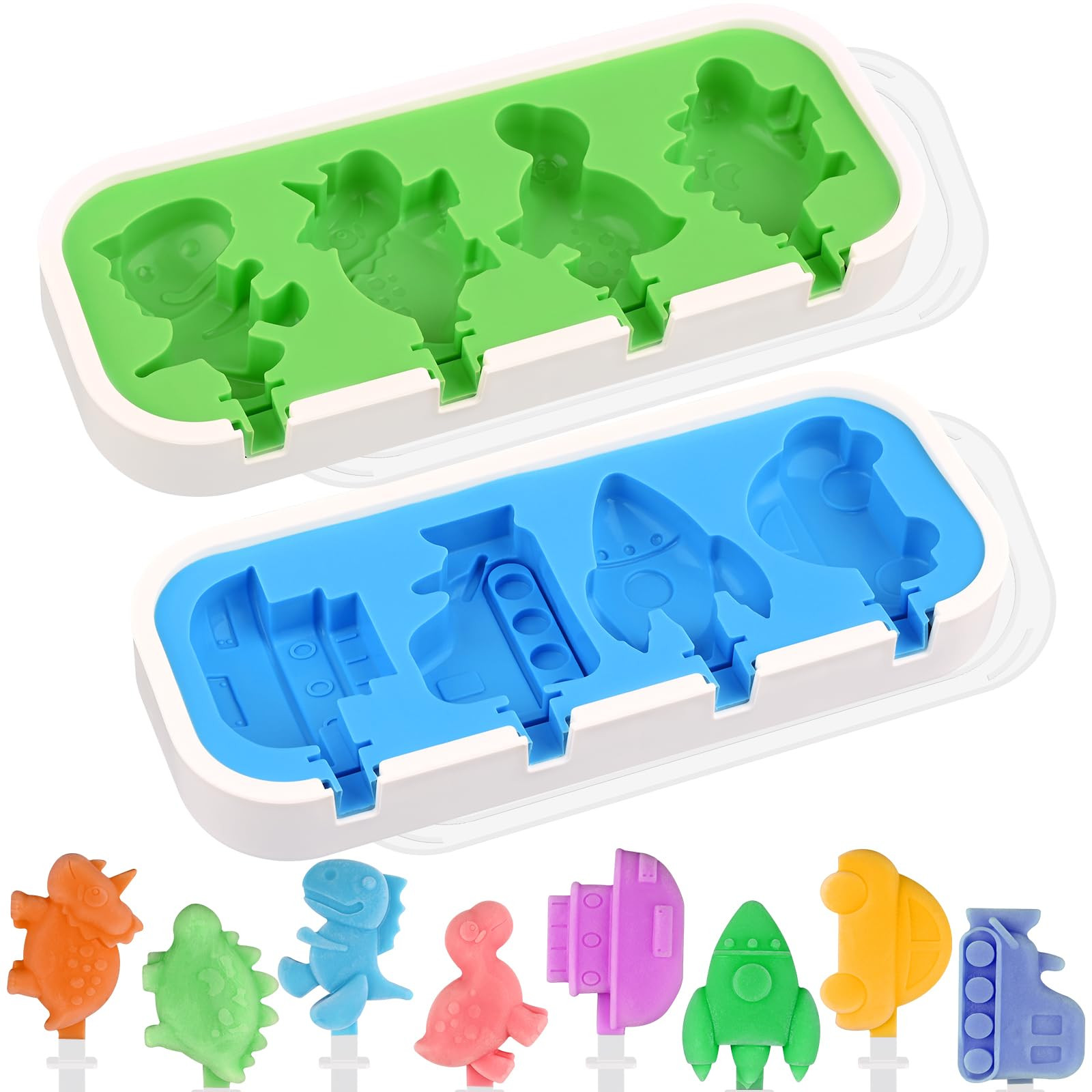 WMKGG Mini Cartoon Silicone Popsicle Molds for Kids, 2 PCS Popsicles Molds with Sticks and Lids, ... | Amazon (US)
