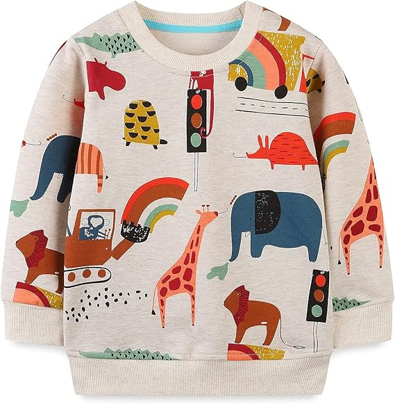 Baby Toddler Boy's Cotton Crewneck Long Sleeve Sweatshirt 1-7T | Amazon (US)
