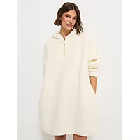 Cream Quarter Zip Borg Fleece Snuggle Hoodie | George at ASDA