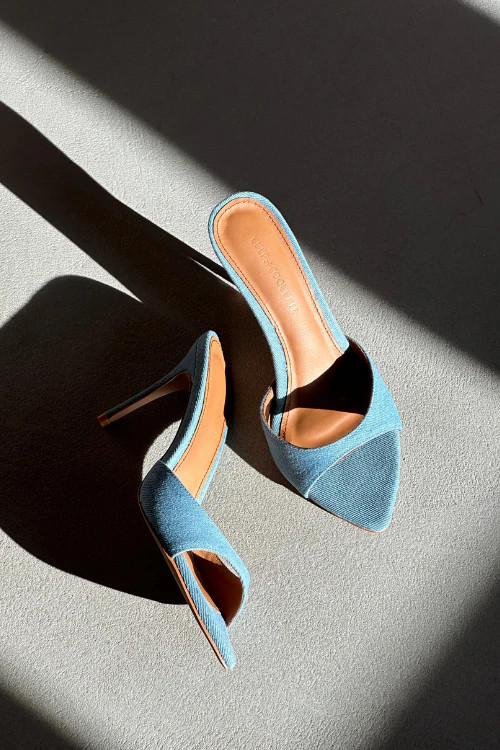 Gia Denim Vegan Mules 80 mm | CULT OF COQUETTE