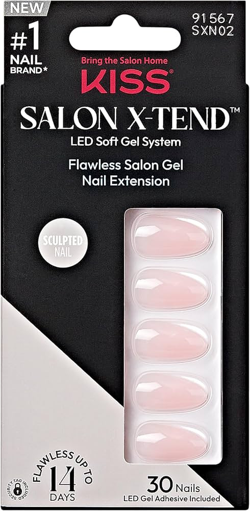 KISS Salon X-tend, Press-On Nails, Nail glue included, Gloria', Light Beige, Medium Size, Almond ... | Amazon (US)